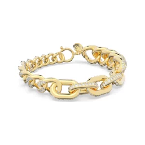 دستبند زنانه فلزی کریستال طلایی سواروسکی اتریش