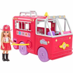 عروسک باربی بلوند Barbie Chelsea Firetruck متل آمریکا