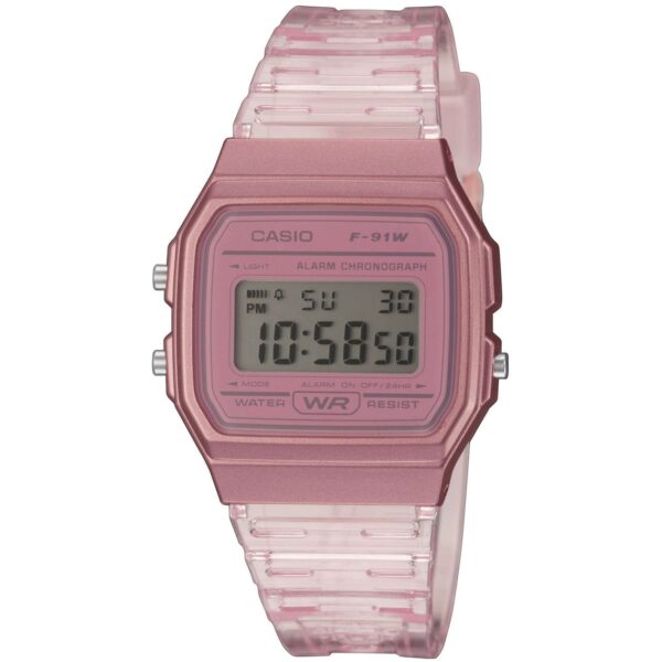 ساعت صورتی زنانه Collection Women F-91WS-4EF Resin کاسیو ژاپن